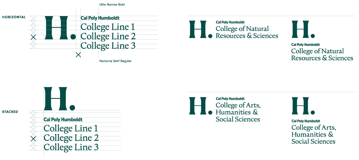 logo lockup examples for colleges with lines and measurements